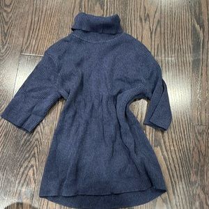 turtleneck, dark blue knitted sweater, thick.